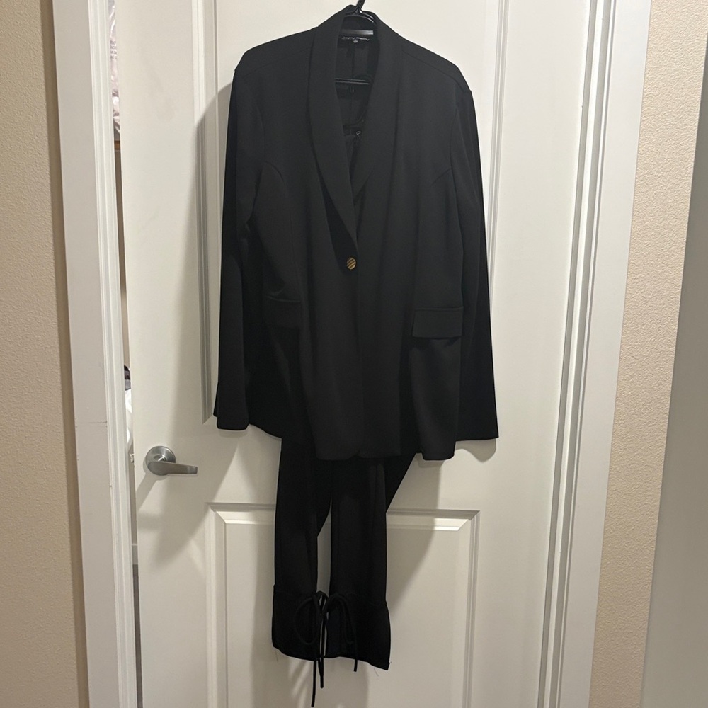 Classic Black Shawl Collar Blazer for women with pants